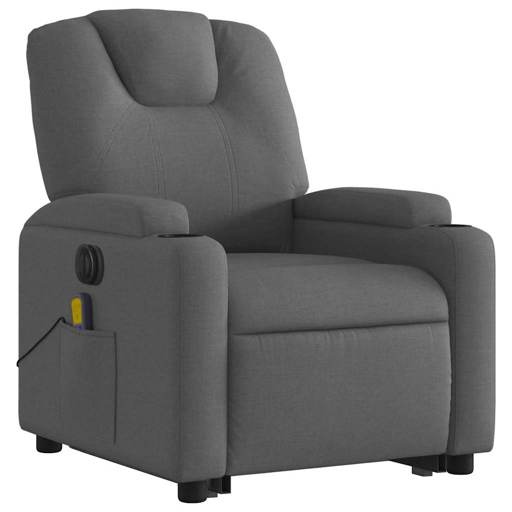 Poltrona Alzapersona Massaggi Elettrica Grigio Scuro Tessuto