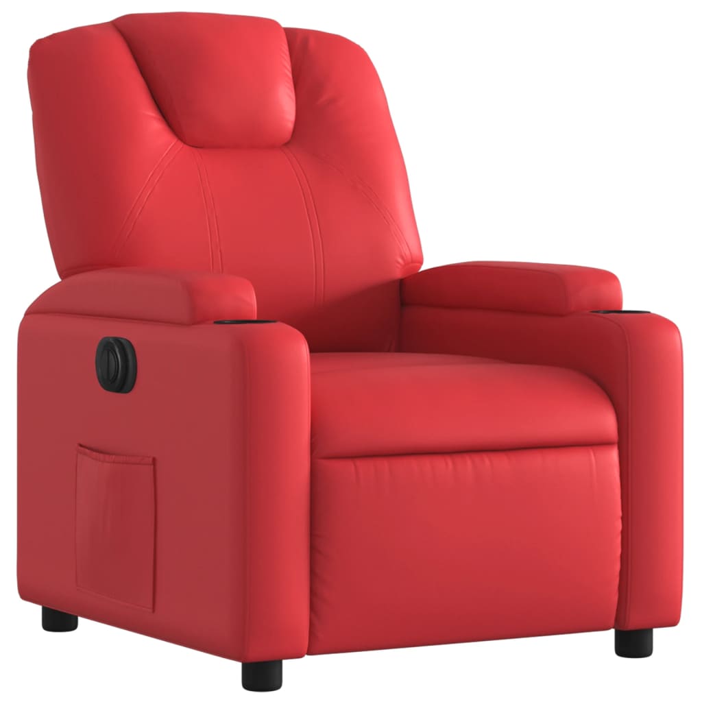 Poltrona Reclinabile Elettrica Rossa in Similpelle