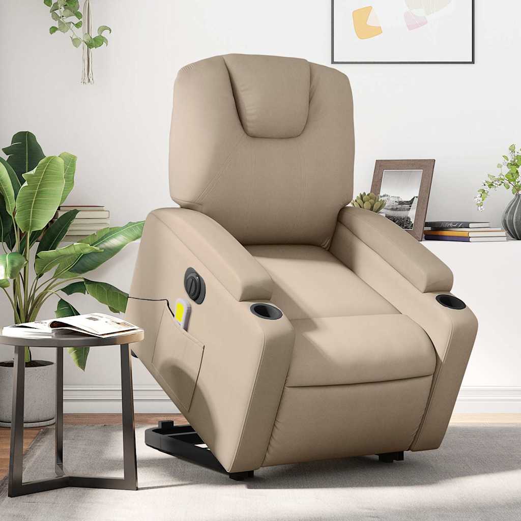 Poltrona Alzapersona Massaggio Elettrica Cappuccino Similpelle