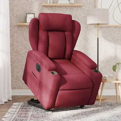 Poltrona Alzapersona Reclinabile Elettrica Rosso Vino Tessuto