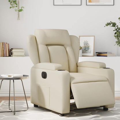 Poltrona Reclinabile Elettrica Crema in Similpelle