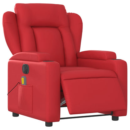 Poltrona Massaggio Elettrica Reclinabile Rosso Similpelle