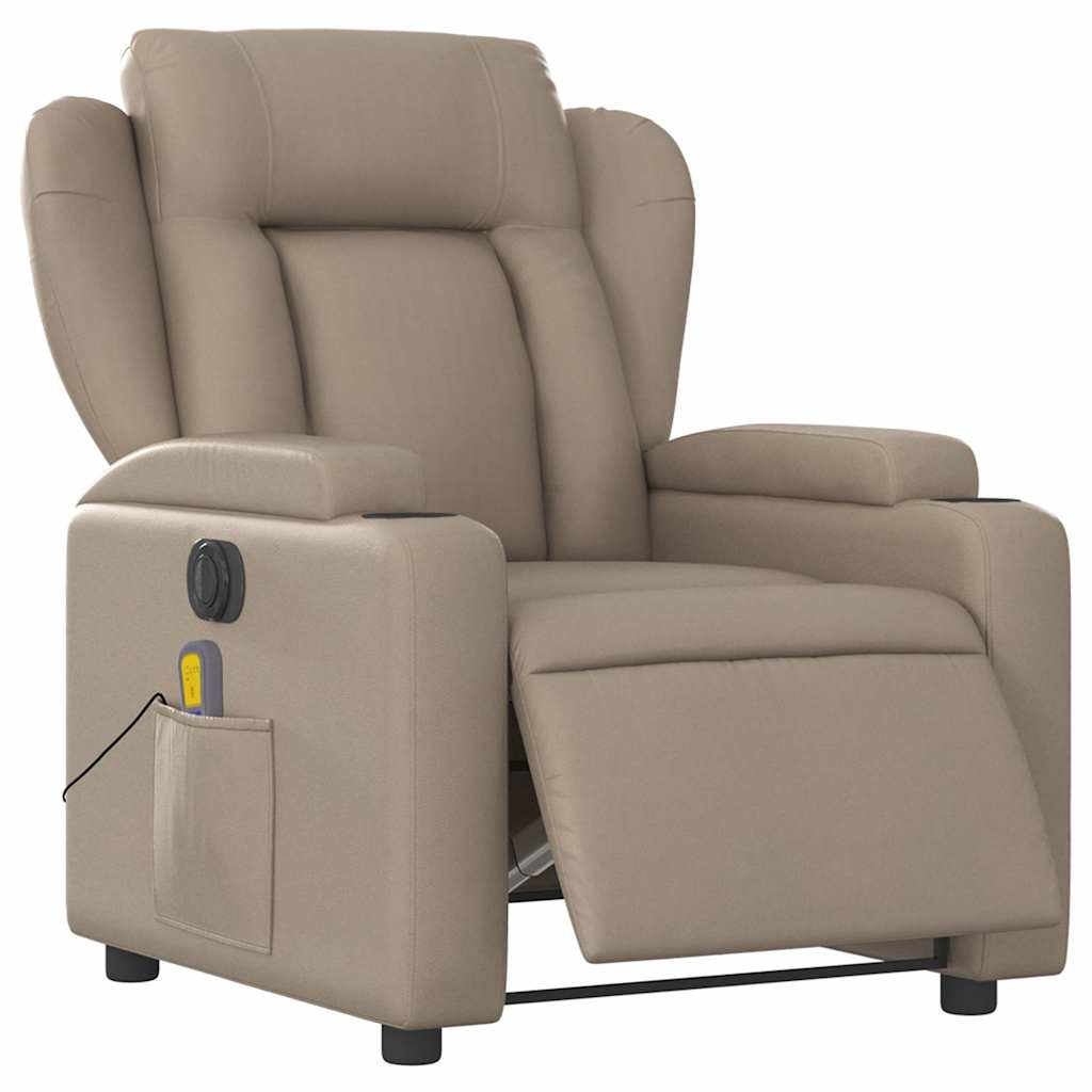 Poltrona Reclinabile Massaggio Elettrica Cappuccino Similpelle