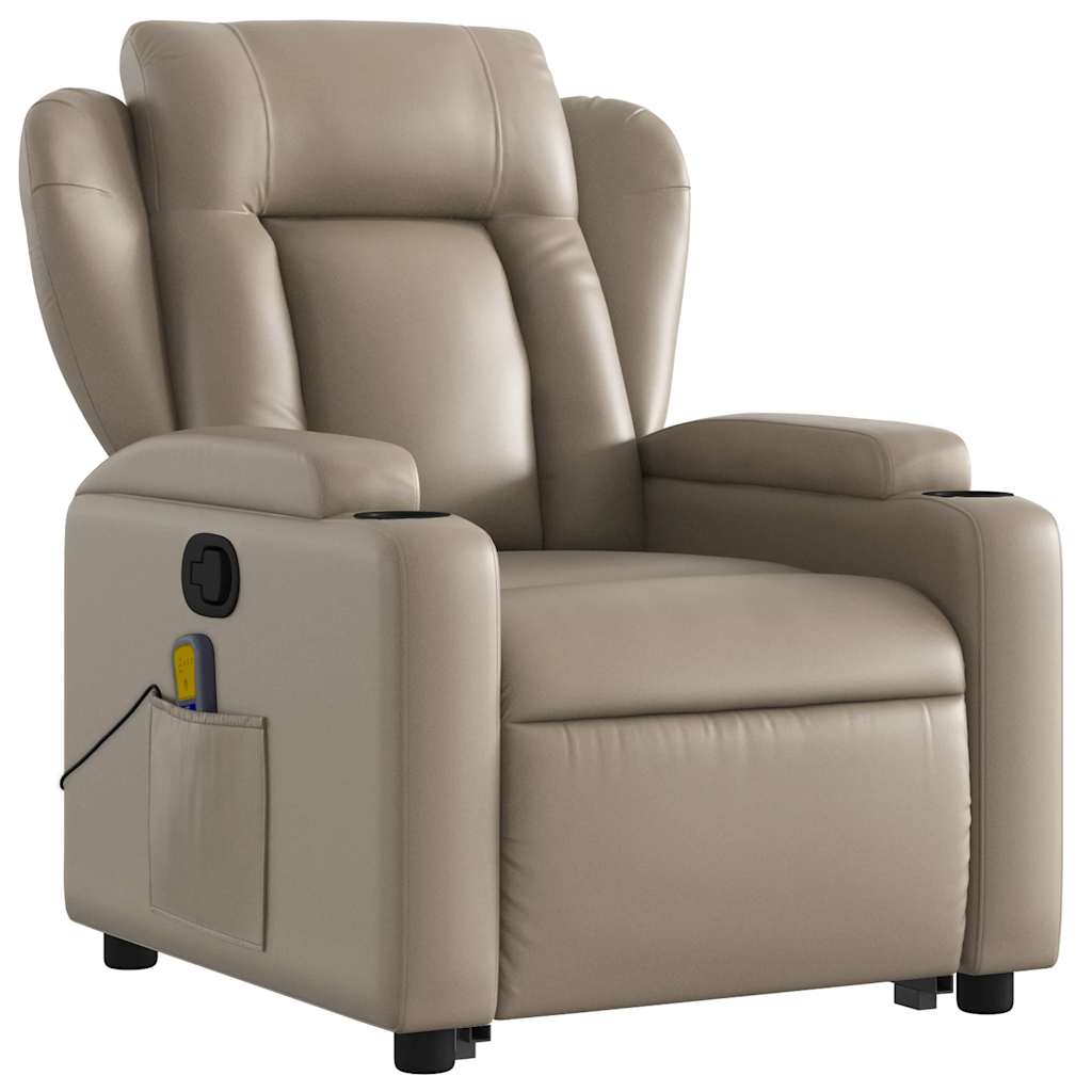 Poltrona Alzapersone Massaggi Reclinabile Cappuccino Similpelle