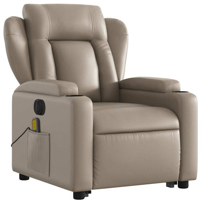 Poltrona Alzapersona Massaggio Elettrica Cappuccino Similpelle