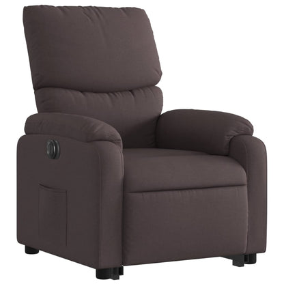 Poltrona Alzapersona Reclinante Elettrica Marrone Scuro Tessuto