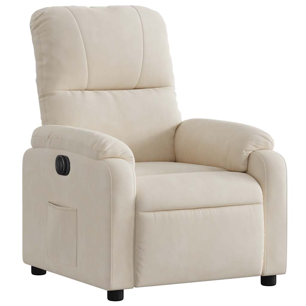 Poltrona Reclinabile Elettrica Beige in Tessuto di Microfibra