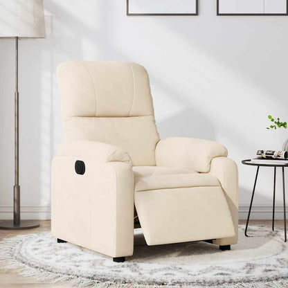 Poltrona Reclinabile Elettrica Beige in Tessuto di Microfibra
