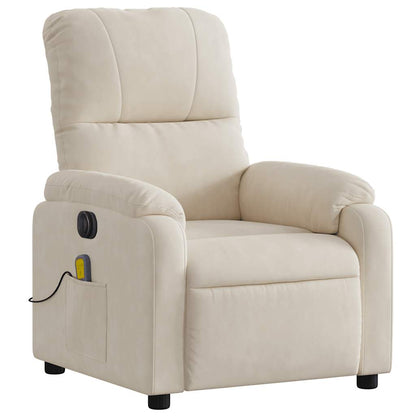 Poltrona Reclinabile Massaggiante Elettrica Beige Microfibra
