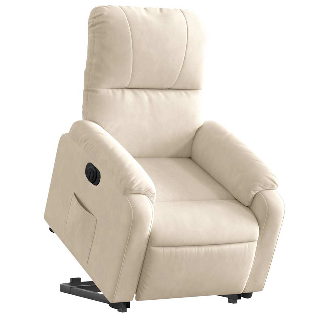Poltrona Alzapersona Reclinabile Elettrica Beige in Microfibra