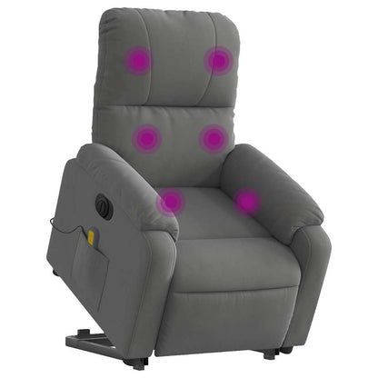 Poltrona a Rialzo Reclinabile Massaggi Grigio Scuro Microfibra