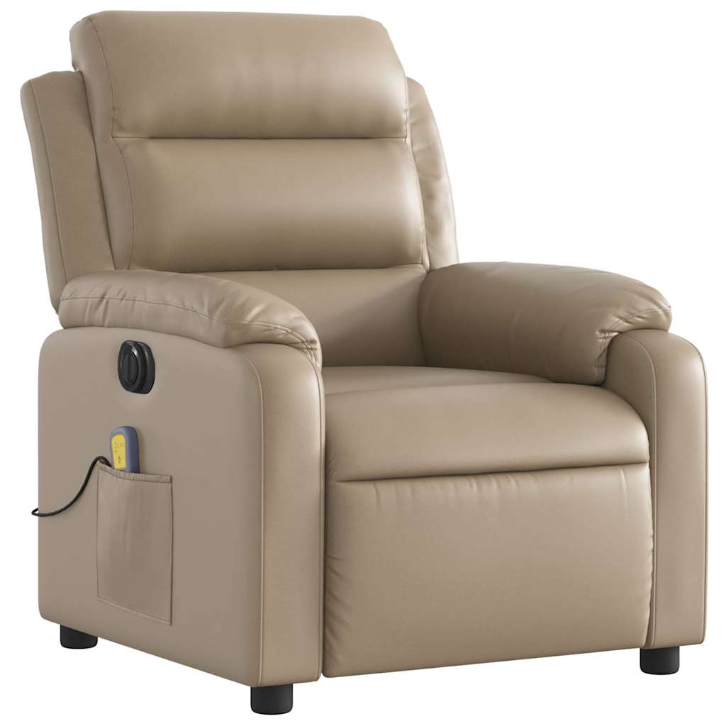 Poltrona Reclinabile Massaggio Elettrica Cappuccino Similpelle