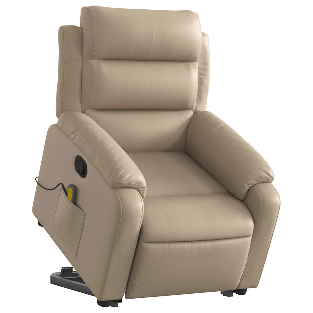 Poltrona Alzapersone Massaggi Reclinabile Cappuccino Similpelle