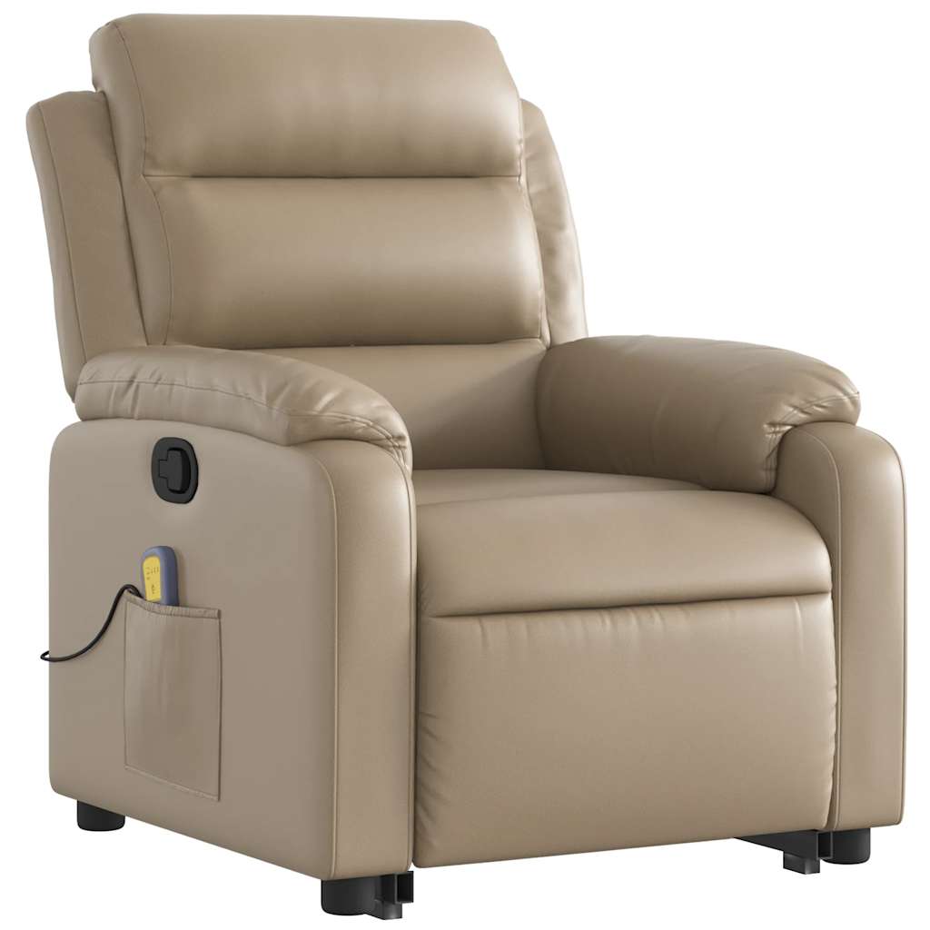 Poltrona Alzapersone Massaggi Reclinabile Cappuccino Similpelle
