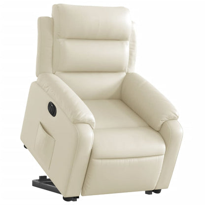Poltrona Alzapersona Reclinabile Crema in Similpelle