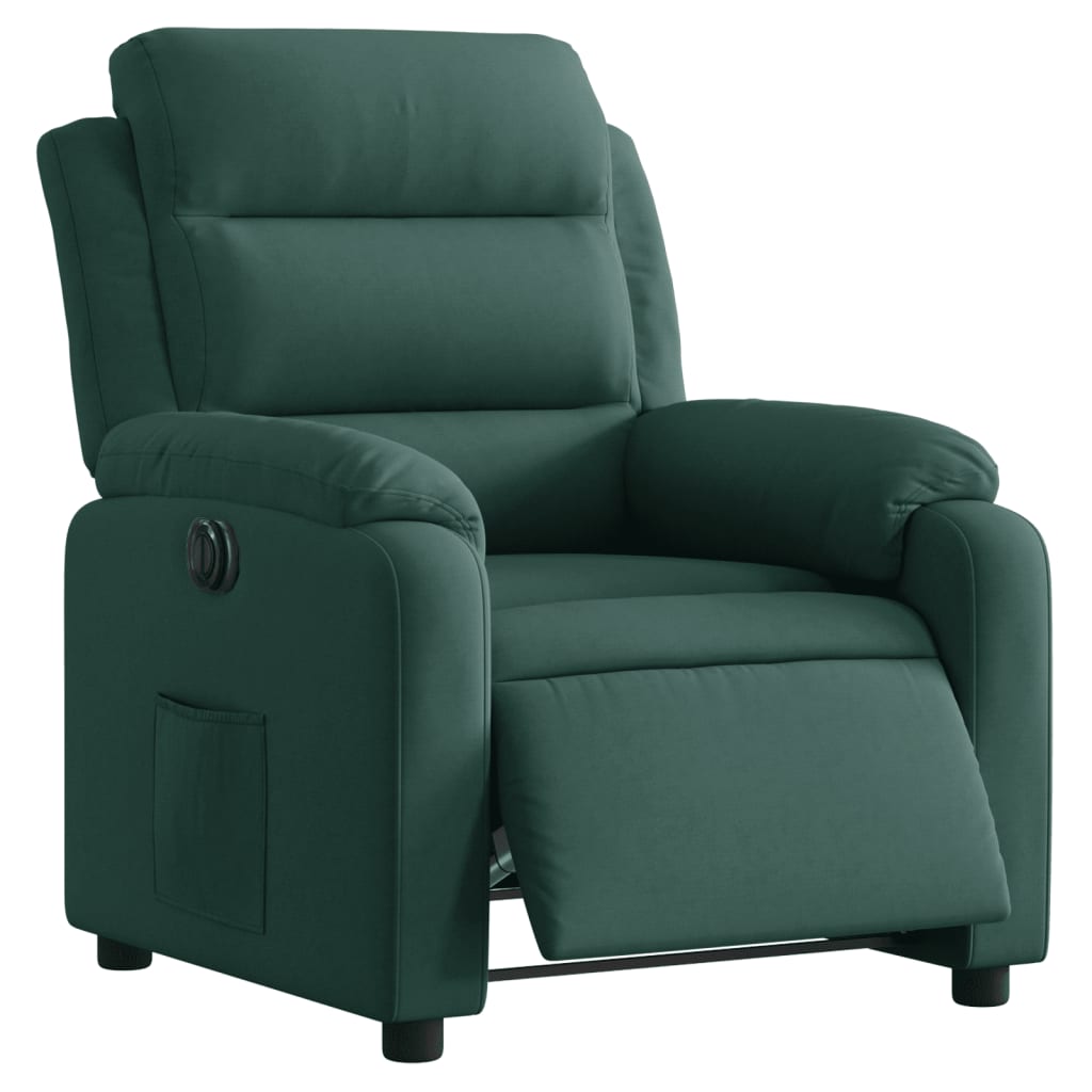 Poltrona Elettrica Reclinabile Verde Scuro in Vera Pelle