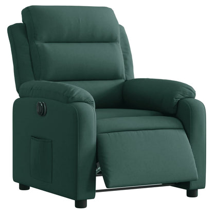 Poltrona Elettrica Reclinabile Verde Scuro in Vera Pelle