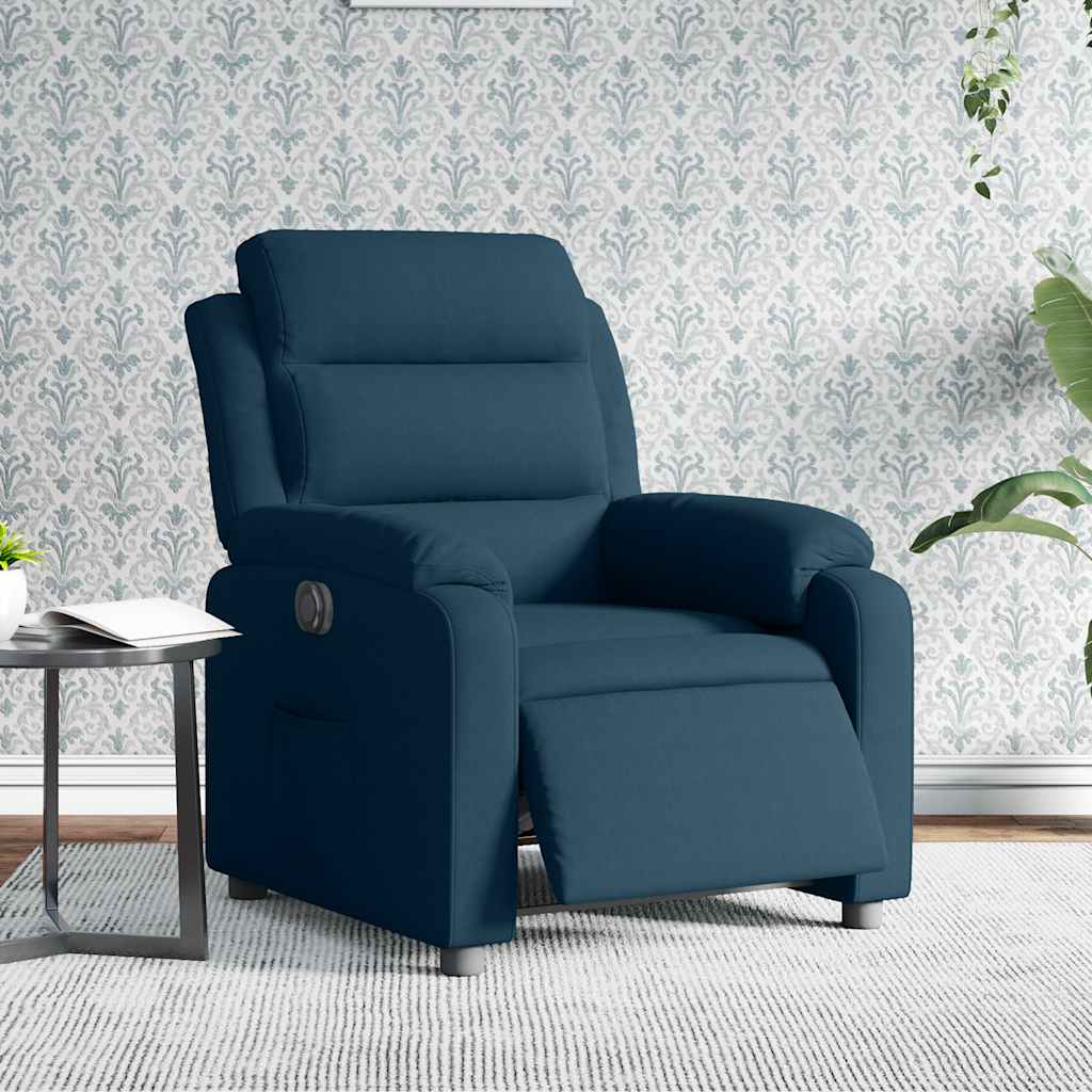 Poltrona Reclinabile Elettrica Blu in Velluto