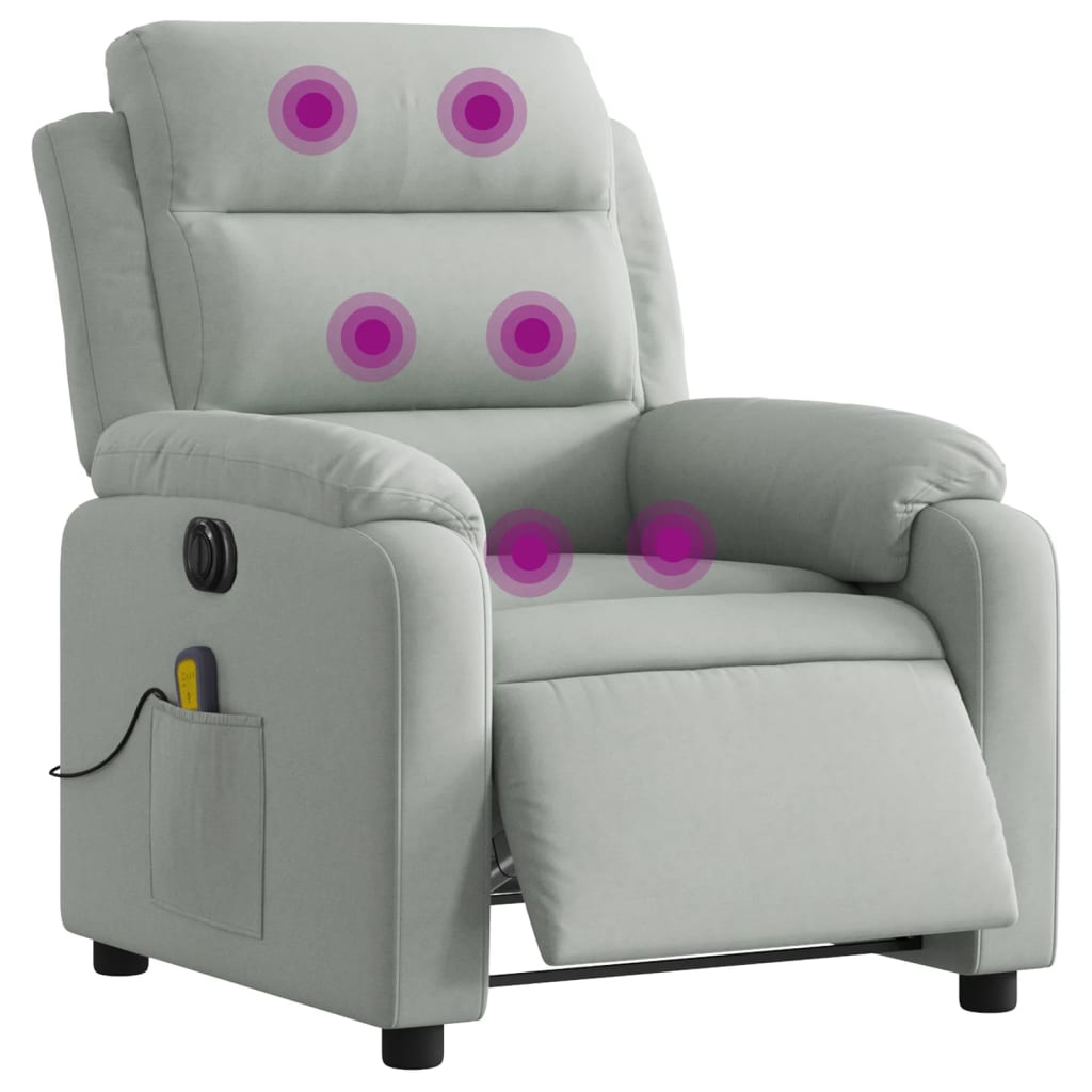 Poltrona Elettrica Massaggi Reclinabile Grigio Chiaro Velluto