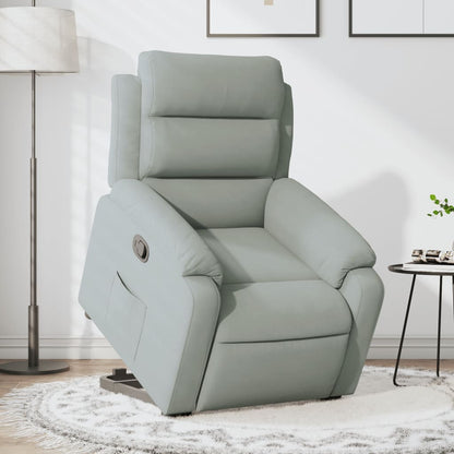Poltrona Alzapersona Reclinabile Grigio Chiaro in Velluto