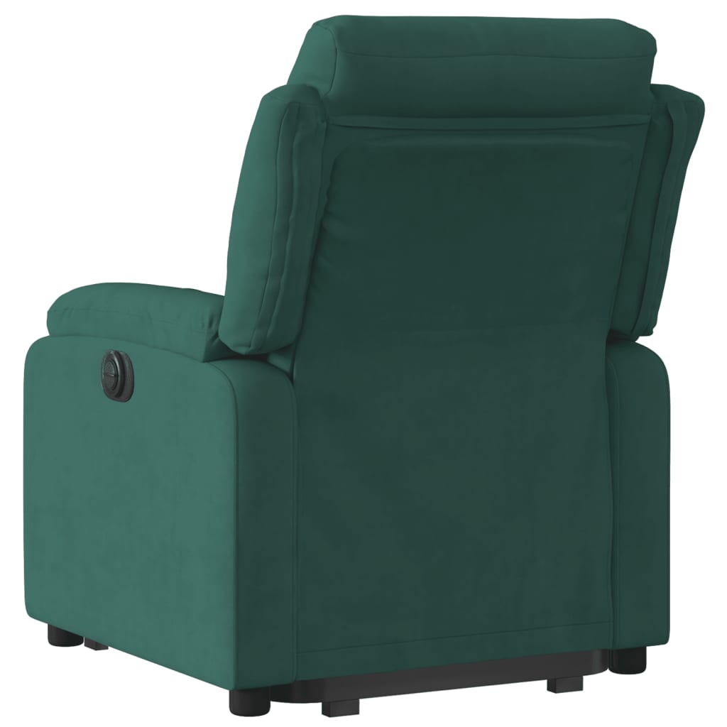 Poltrona Alzapersona Reclinabile Verde Scuro in Velluto
