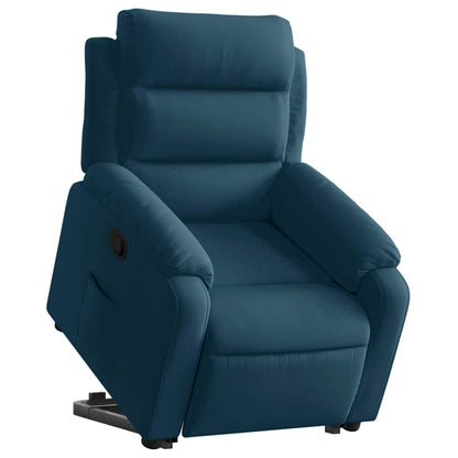 Poltrona Alzapersona Reclinabile Blu in Velluto