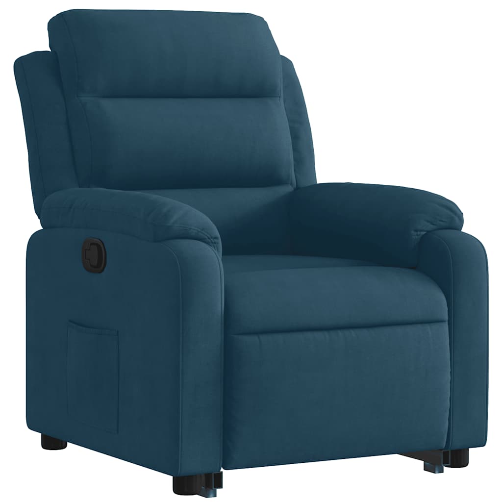 Poltrona Alzapersona Reclinabile Blu in Velluto