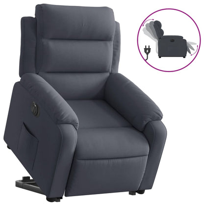 Poltrona Alzapersona Reclinabile Elettrica Grigio Scuro Velluto