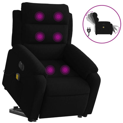 Poltrona Alzapersona Massaggi Elettrica Reclinante Nera Velluto