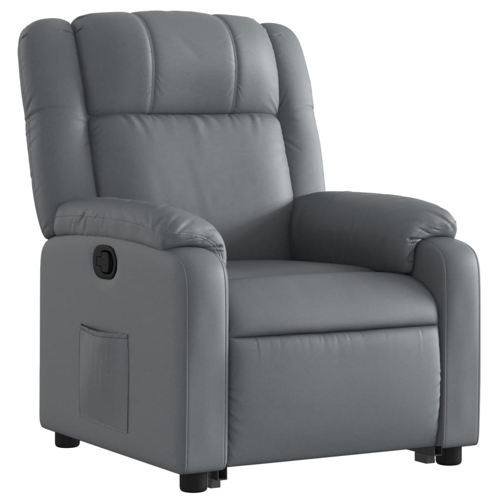 Poltrona Alzapersona Reclinabile Grigio in Similpelle