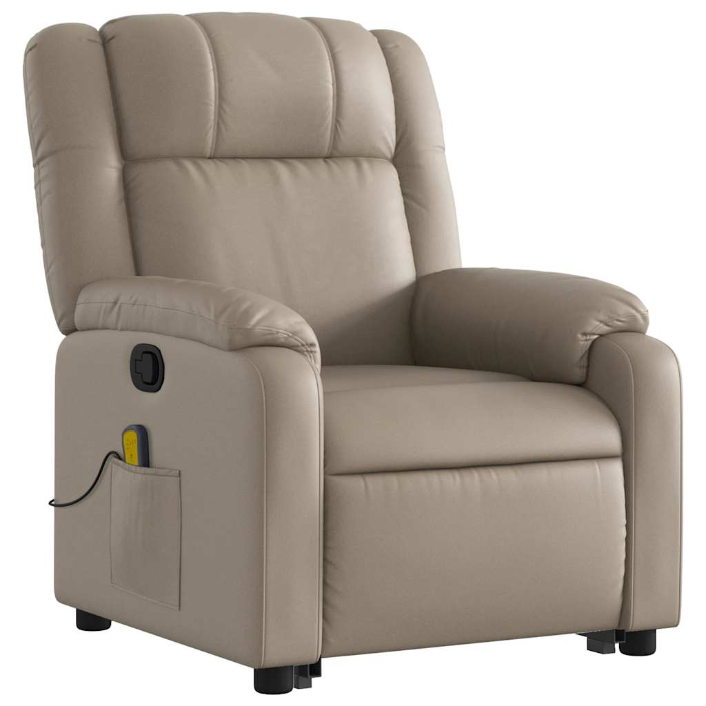 Poltrona Alzapersone Massaggi Reclinabile Cappuccino Similpelle