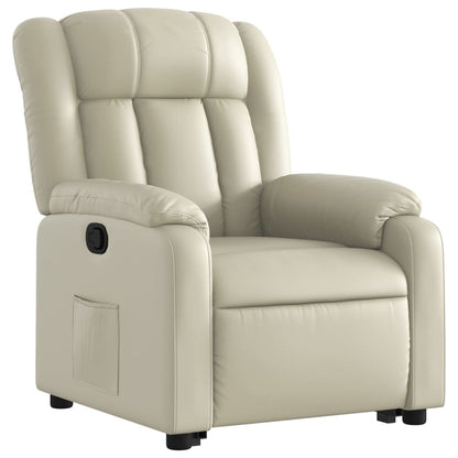 Poltrona Alzapersona Reclinabile Crema in Similpelle