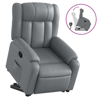 Poltrona Alzapersona Reclinabile Grigio in Similpelle