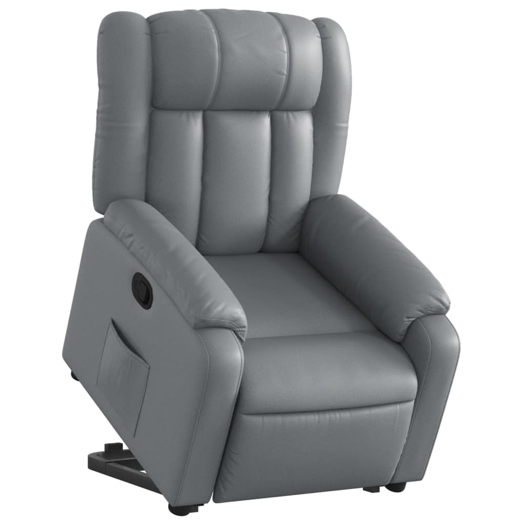 Poltrona Alzapersona Reclinabile Grigio in Similpelle