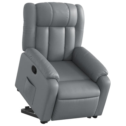 Poltrona Alzapersona Reclinabile Grigio in Similpelle