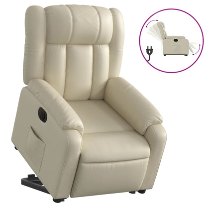 Poltrona Alzapersona Reclinabile Crema in Similpelle