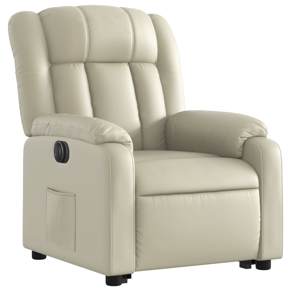 Poltrona Alzapersona Reclinabile Crema in Similpelle