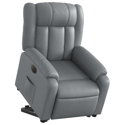 Poltrona Alzapersona Reclinabile Grigio in Similpelle