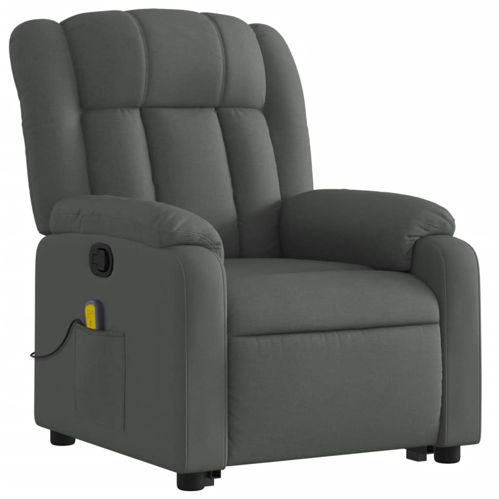 Poltrona Alzapersona Massaggi Reclinabile Grigio Scuro Tessuto