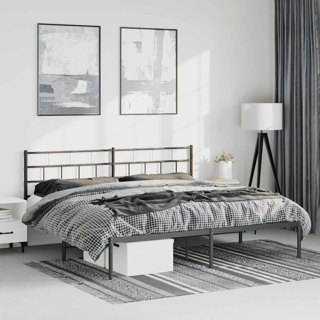 Giroletto con Testiera in Metallo Nero 193x203 cm