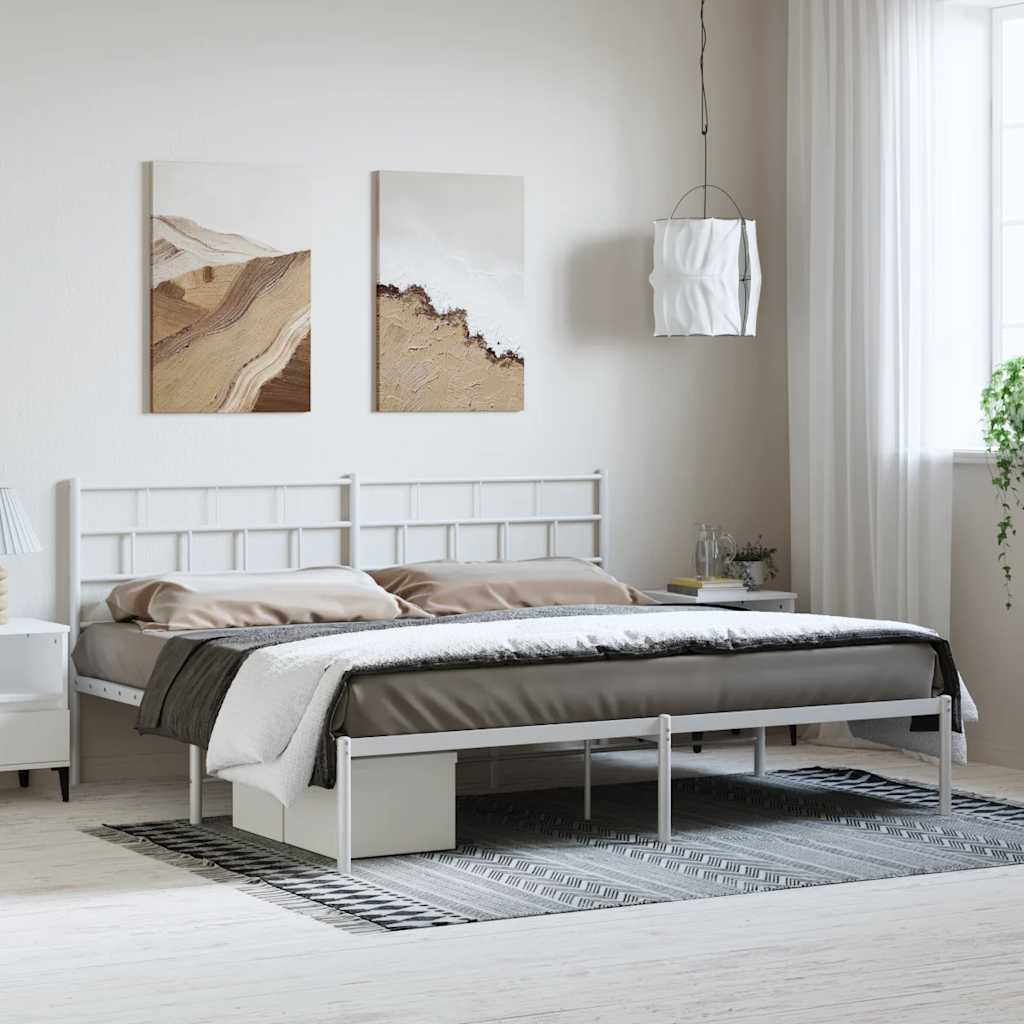 Giroletto con Testiera Metallo Bianco 183x213 cm