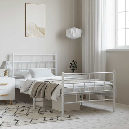 Giroletto con Testiera e Pediera Metallo Bianco 100x190 cm