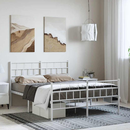 Giroletto con Testiera e Pediera Metallo Bianco 135x190 cm