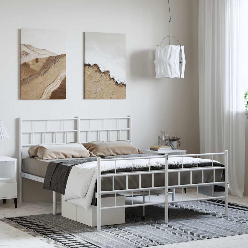 Giroletto con Testiera e Pediera Metallo Bianco 150x200 cm