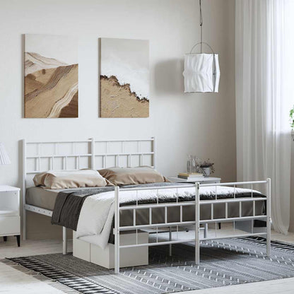 Giroletto con Testiera e Pediera Metallo Bianco 150x200 cm