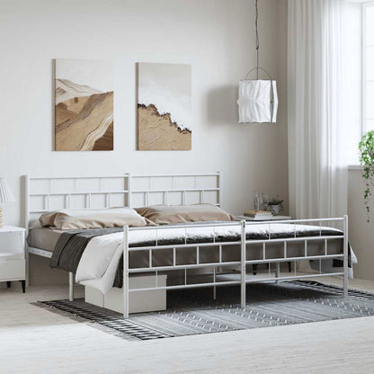 Giroletto con Testiera e Pediera Metallo Bianco 183x213 cm