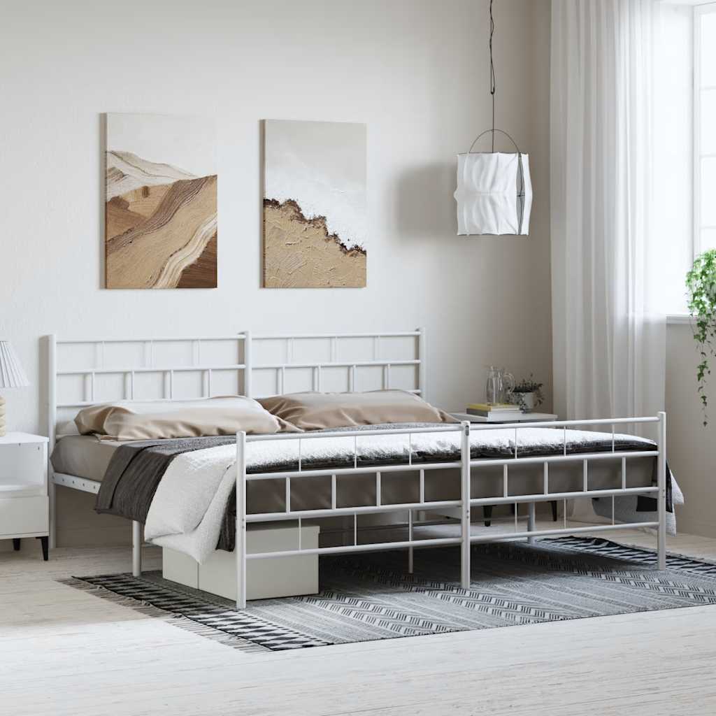 Giroletto con Testiera e Pediera Metallo Bianco 193x203 cm