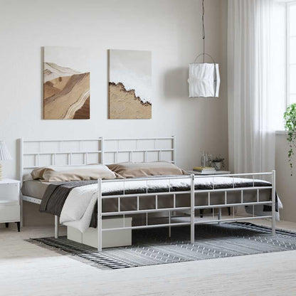 Giroletto con Testiera e Pediera Metallo Bianco 193x203 cm