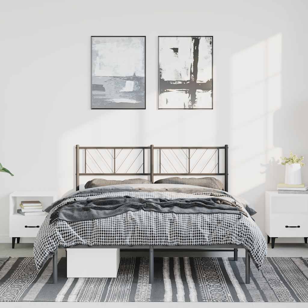 Giroletto con Testiera in Metallo Nero 135x190 cm