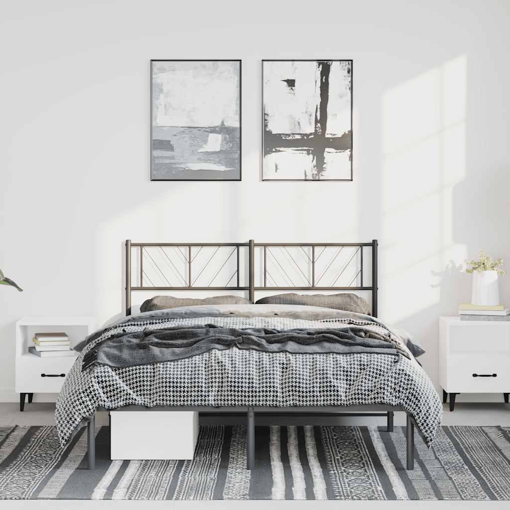 Giroletto con Testiera in Metallo Nero 150x200 cm